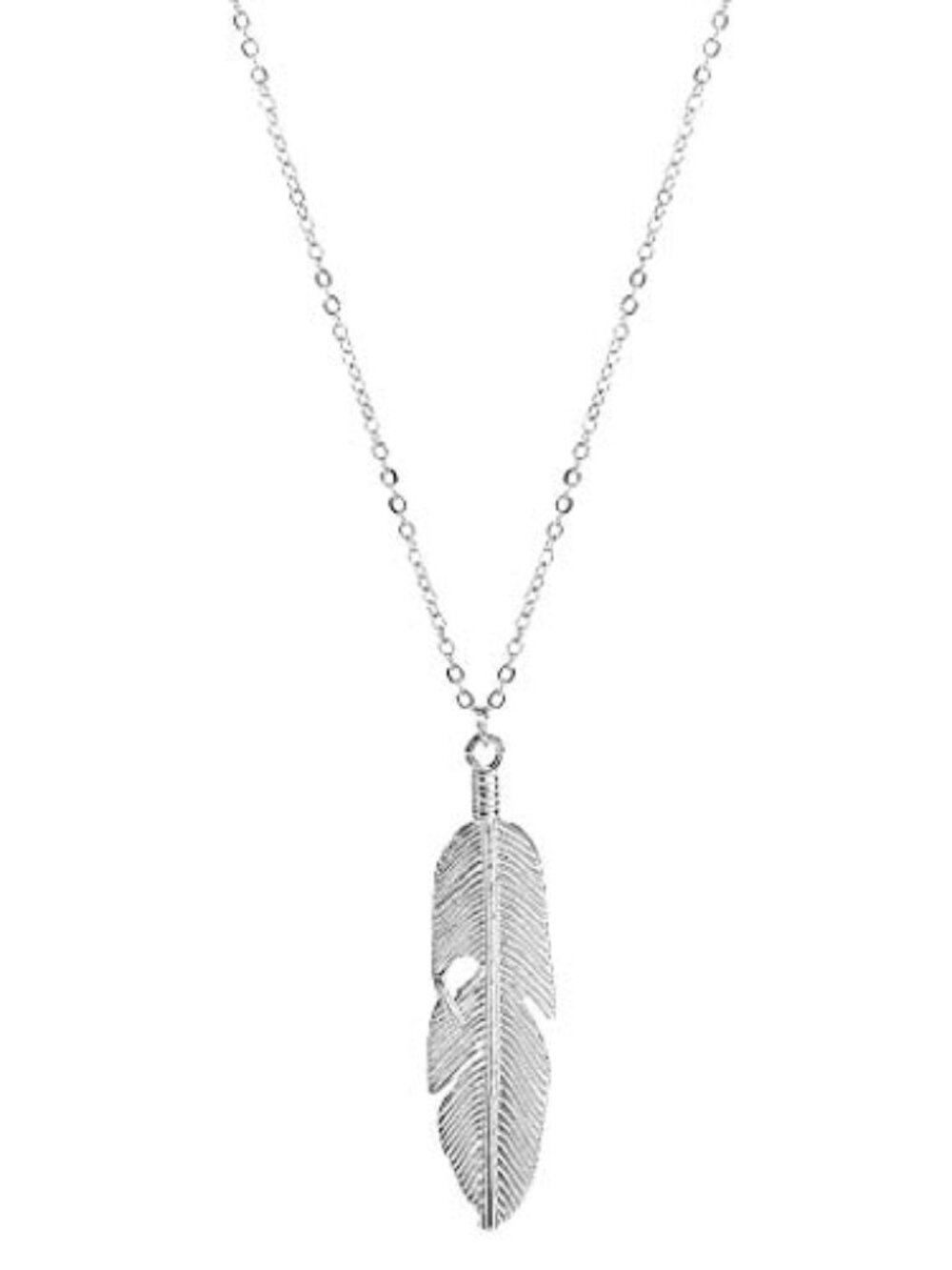 Long Feather Necklaces for Women Boho Gold Silver Leaf Pendant Sweater Chain‎